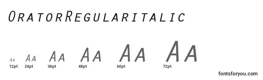 Размеры шрифта OratorRegularitalic