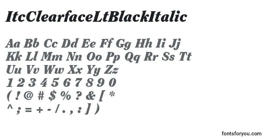 ItcClearfaceLtBlackItalic-fontti – aakkoset, numerot, erikoismerkit