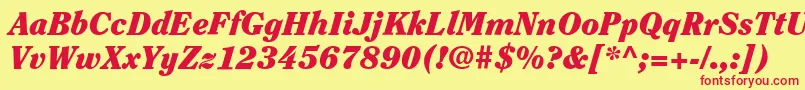 ItcClearfaceLtBlackItalic-fontti – punaiset fontit keltaisella taustalla