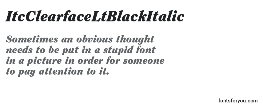 Überblick über die Schriftart ItcClearfaceLtBlackItalic