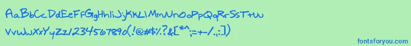 WriteItRight Font – Blue Fonts on Green Background