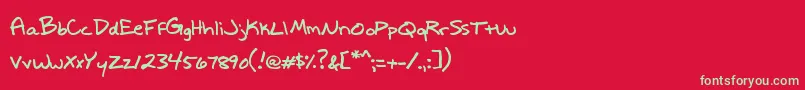 WriteItRight Font – Green Fonts on Red Background