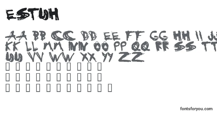 Czcionka Estuh – alfabet, cyfry, specjalne znaki