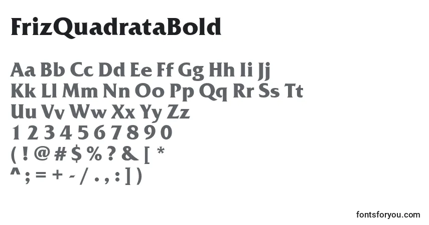 FrizQuadrataBold-fontti – aakkoset, numerot, erikoismerkit