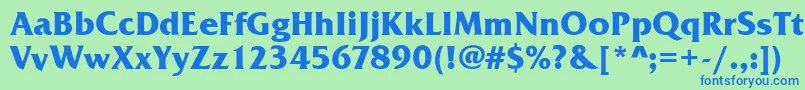 フォントFrizQuadrataBold – 青い文字は緑の背景です。