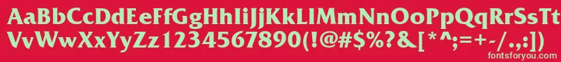 フォントFrizQuadrataBold – 赤い背景に緑の文字