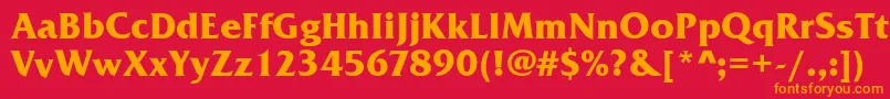 フォントFrizQuadrataBold – 赤い背景にオレンジの文字