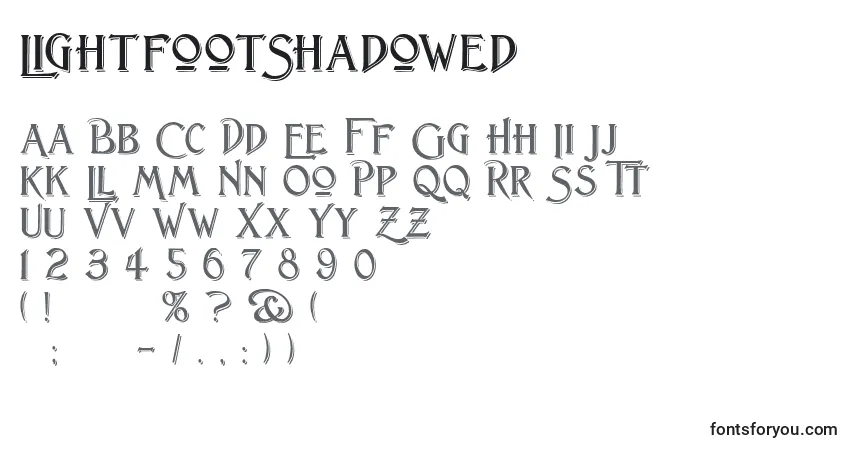 A fonte LightfootShadowed – alfabeto, números, caracteres especiais