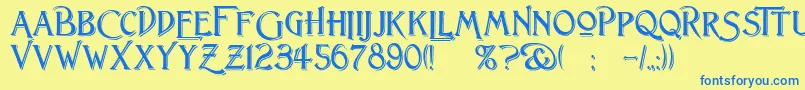 LightfootShadowed Font – Blue Fonts on Yellow Background