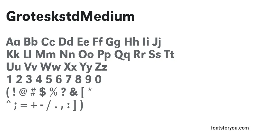 A fonte GroteskstdMedium – alfabeto, números, caracteres especiais