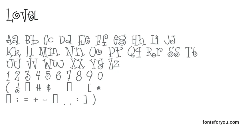 Fuente Lovel - alfabeto, números, caracteres especiales