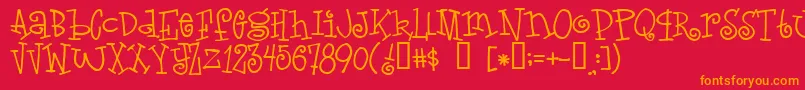 Lovel-Schriftart – Orangefarbene Schriften auf rotem Hintergrund