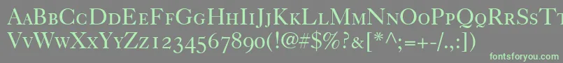 Czcionka Caslon540RomanSmallCapsOldstyleFigures – zielone czcionki na szarym tle