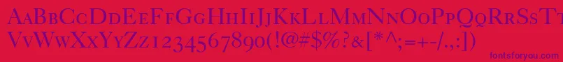 Czcionka Caslon540RomanSmallCapsOldstyleFigures – fioletowe czcionki na czerwonym tle
