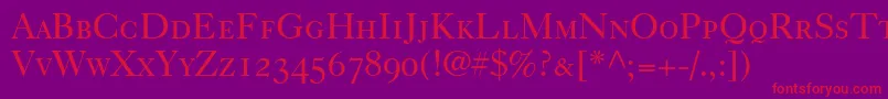 Caslon540RomanSmallCapsOldstyleFigures Font – Red Fonts on Purple Background