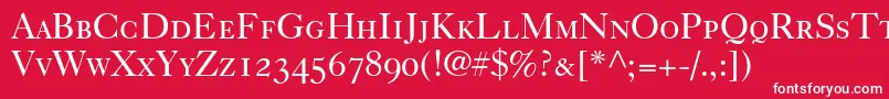 Caslon540RomanSmallCapsOldstyleFigures Font – White Fonts on Red Background