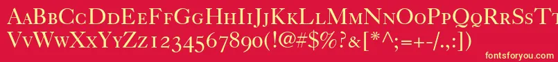 Шрифт Caslon540RomanSmallCapsOldstyleFigures – жёлтые шрифты на красном фоне