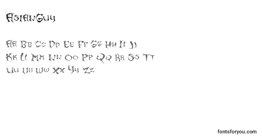 Czcionka AsianGuy – alfabet, cyfry, specjalne znaki