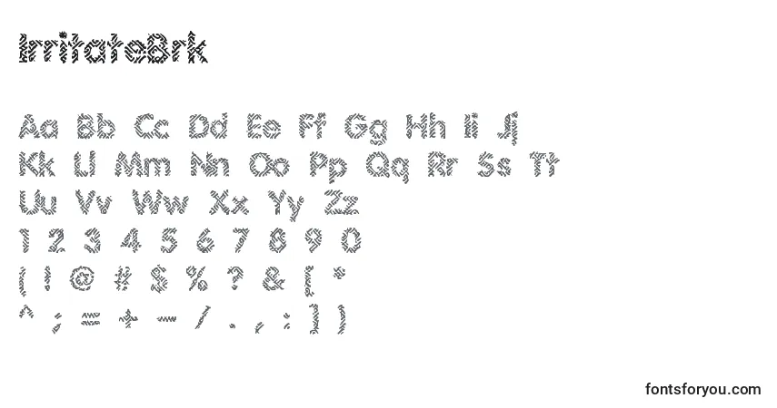 Czcionka IrritateBrk – alfabet, cyfry, specjalne znaki