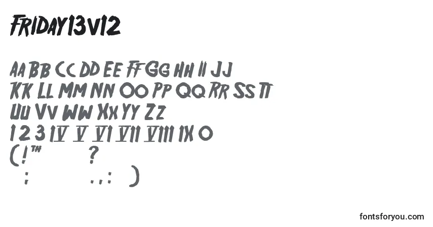 Schriftart Friday13v12 – Alphabet, Zahlen, spezielle Symbole