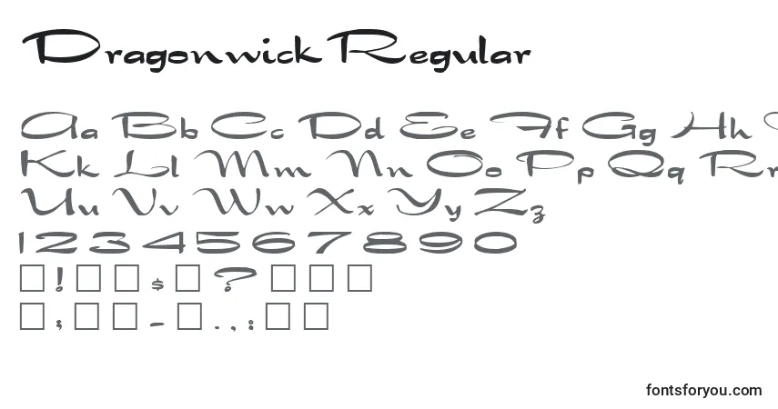 Czcionka DragonwickRegular – alfabet, cyfry, specjalne znaki