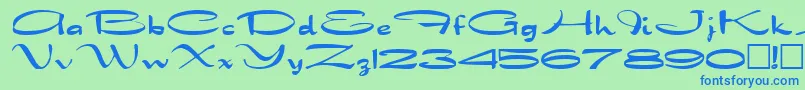 DragonwickRegular-Schriftart – Blaue Schriften auf grünem Hintergrund