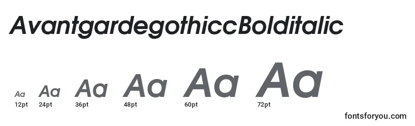 Размеры шрифта AvantgardegothiccBolditalic