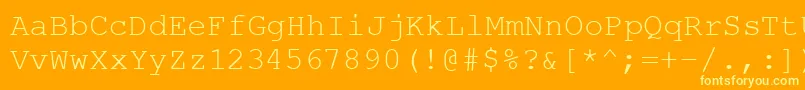 CourierPsRegular-Schriftart – Gelbe Schriften auf orangefarbenem Hintergrund