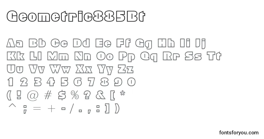 A fonte Geometric885Bt – alfabeto, números, caracteres especiais