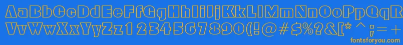 フォントGeometric885Bt – オレンジ色の文字が青い背景にあります。