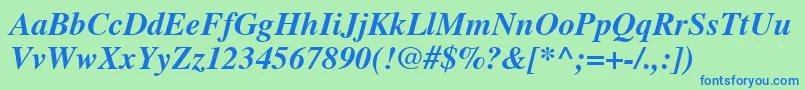 フォントNewsSerifBolditalic – 青い文字は緑の背景です。