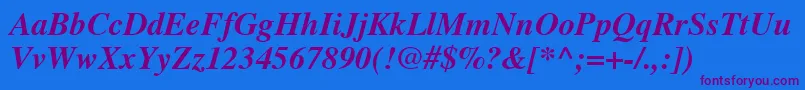 NewsSerifBolditalic Font – Purple Fonts on Blue Background