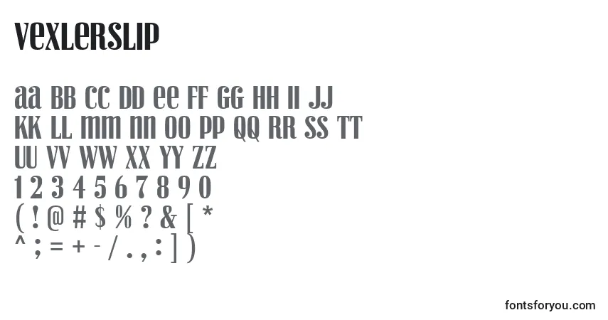 A fonte VexlerSlip – alfabeto, números, caracteres especiais