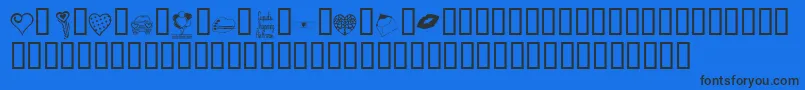 Fonte KrValentineDings – fontes pretas em um fundo azul