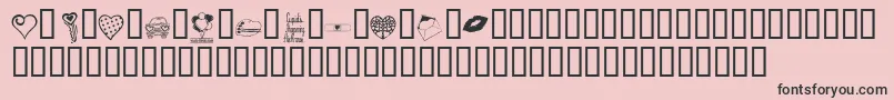 Weitere Informationen zur KrValentineDings-Schriftart KrValentineDings-Schriftart – Schwarze Schriften auf rosa Hintergrund