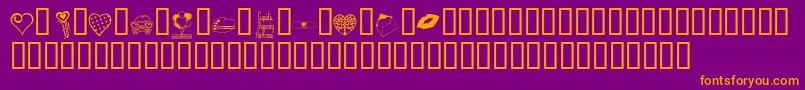 KrValentineDings-Schriftart – Orangefarbene Schriften auf violettem Hintergrund