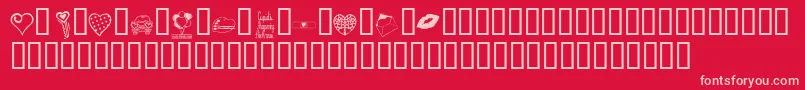 フォントKrValentineDings – 赤い背景にピンクのフォント