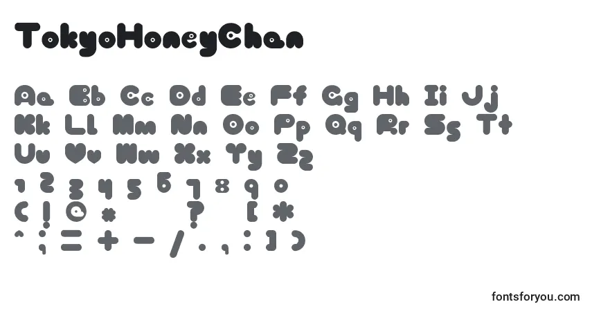 A fonte TokyoHoneyChan – alfabeto, números, caracteres especiais