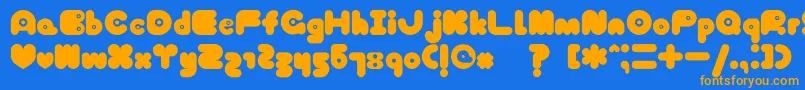 フォントTokyoHoneyChan – オレンジ色の文字が青い背景にあります。
