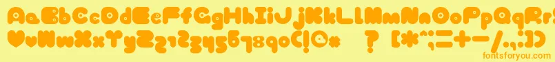 TokyoHoneyChan-Schriftart – Orangefarbene Schriften auf gelbem Hintergrund