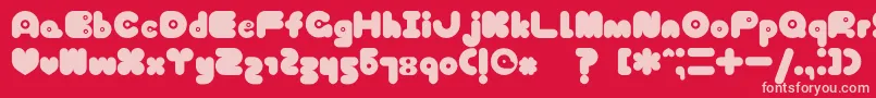 TokyoHoneyChan-Schriftart – Rosa Schriften auf rotem Hintergrund