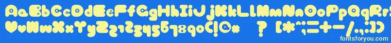 フォントTokyoHoneyChan – 黄色の文字、青い背景