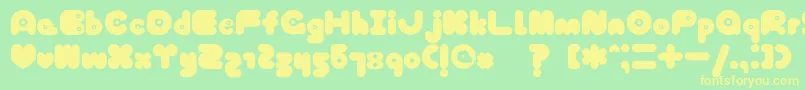 TokyoHoneyChan-fontti – keltaiset fontit vihreällä taustalla