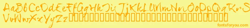 SerialsT-Schriftart – Orangefarbene Schriften auf gelbem Hintergrund
