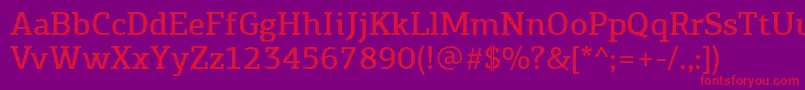 フォントPfagoraslabproMedium – 紫の背景に赤い文字