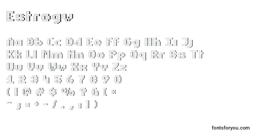 Шрифт Estrogw – алфавит, цифры, специальные символы