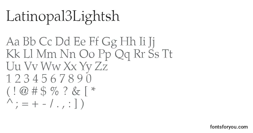 Schriftart Latinopal3Lightsh – Alphabet, Zahlen, spezielle Symbole