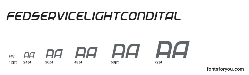 Größen der Schriftart Fedservicelightcondital