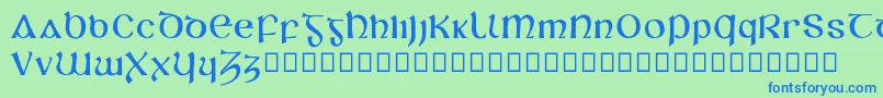 フォントSlaine – 青い文字は緑の背景です。