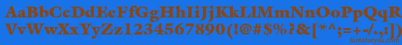 フォントItcGalliardLtUltra – 茶色の文字が青い背景にあります。